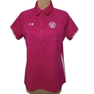 Under Armour Golf Polo Shirt Womens Medium HeatGear Pink Keiser University